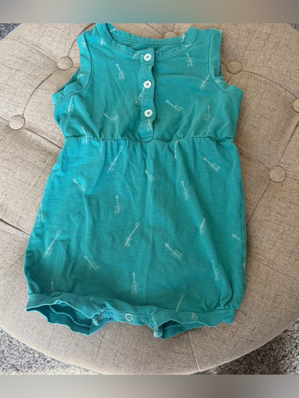 Kate Quinn little Liam sleeveless romper guitars 2T